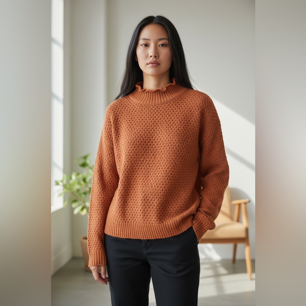 CupShe Rust Orange Mock Neck Tagged Medium Measures XL | Soft Cozy Essential NWT